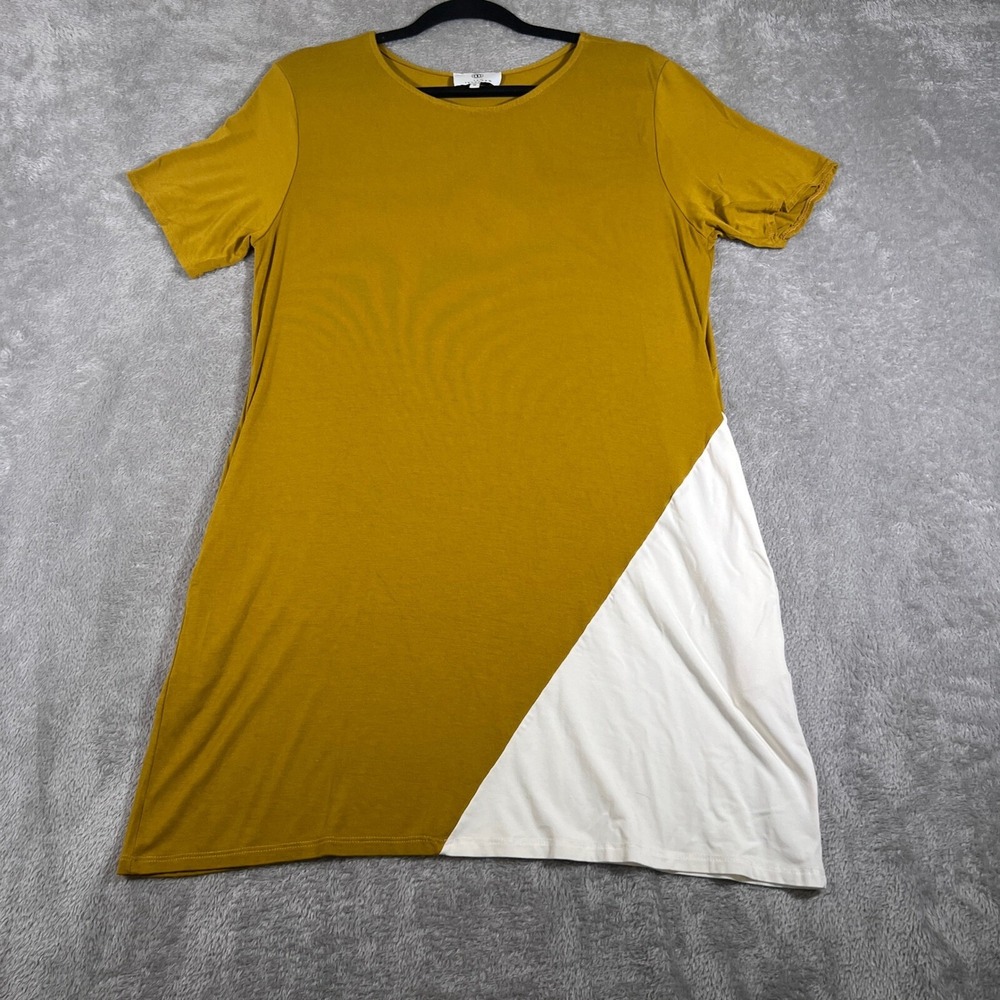 Ten Tomorrow T-Shirt Dress Womens Mustard White Medium Colorblock Short Sleeve